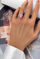 BRELLATO Herz-Ring Pink Rosa, Echt Silber 925, 18K Rhodium Vergoldet, Coktailring Cubic Zirkonia