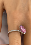 BRELLATO Herz-Ring Pink Rosa, Echt Silber 925, 18K Rhodium Vergoldet, Coktailring Cubic Zirkonia