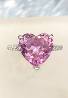 BRELLATO Herz-Ring Pink Rosa, Echt Silber 925, 18K Rhodium Vergoldet, Coktailring Cubic Zirkonia