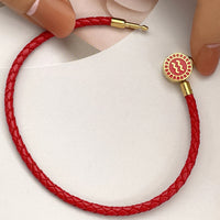 BRELLATO Astro Sternbild Sternzeichen Wassermann Armband Edelstahl Vergoldet, Tierkreiszeichen Rot Lederarmband Geflochten