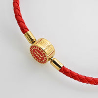BRELLATO Astro Sternbild Sternzeichen Wassermann Armband Edelstahl Vergoldet, Tierkreiszeichen Rot Lederarmband Geflochten