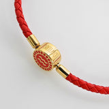 BRELLATO Astro Sternbild Sternzeichen Wassermann Armband Edelstahl Vergoldet, Tierkreiszeichen Rot Lederarmband Geflochten