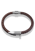 BRELLATO Retro Herren-Armband Clou et Vis Braun, Nagel & Schraube Edelstahl, Braunes Lederarmband Geflochten