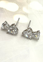 BRELLATO Damen Herz Ohrstecker, Ohrringe Herzen Echt Silber 925 18K Rhodiniert, Glitzer Zirkonia Kristalle, Geschenk Muttertag Valentinstag