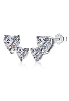 BRELLATO Damen Herz Ohrstecker, Ohrringe Herzen Echt Silber 925 18K Rhodiniert, Glitzer Zirkonia Kristalle, Geschenk Muttertag Valentinstag