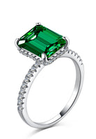 BRELLATO Grüner Cocktail-Ring, Echt Silber 925 18K Rhodiniert, Statementring Verlobungsring Cubic Zirkonia Emerald Grün Facetten-Schliff