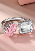 BRELLATO Rosa Pink Crushed Ice Cocktail-Ring, Statement-Ring Echt Silber 925, 18K Rhodiniert, Kristall-Ring Verlobungsring