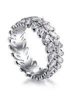 BRELLATO Band-Ring Eternity Pave Blätter, Echt Silber 925, 18K Rhodium Vergoldet, Kristall-Ring Memoire Memory Verlobungsring