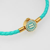 BRELLATO Astro Sternbild Sternzeichen Wassermann Armband Edelstahl Vergoldet, Tierkreiszeichen Türkis Lederarmband Geflochten