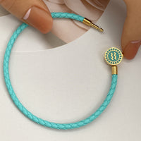 BRELLATO Astro Sternbild Sternzeichen Wassermann Armband Edelstahl Vergoldet, Tierkreiszeichen Türkis Lederarmband Geflochten