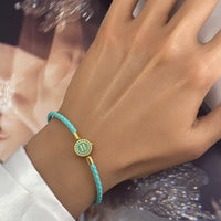 BRELLATO Astro Sternbild Sternzeichen Wassermann Armband Edelstahl Vergoldet, Tierkreiszeichen Türkis Lederarmband Geflochten
