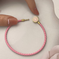 BRELLATO Astro Sternbild Sternzeichen Wassermann Armband Edelstahl Vergoldet, Tierkreiszeichen Rosa Lederarmband Geflochten