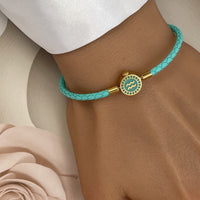 BRELLATO Astro Sternbild Sternzeichen Wassermann Armband Edelstahl Vergoldet, Tierkreiszeichen Türkis Lederarmband Geflochten