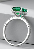 BRELLATO Grüner Cocktail-Ring, Echt Silber 925 18K Rhodiniert, Statementring Verlobungsring Cubic Zirkonia Emerald Grün Facetten-Schliff