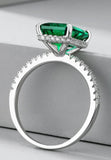 BRELLATO Grüner Cocktail-Ring, Echt Silber 925 18K Rhodiniert, Statementring Verlobungsring Cubic Zirkonia Emerald Grün Facetten-Schliff