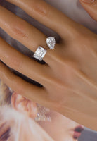 BRELLATO Crushed Ice Cocktail-Ring, Statement-Ring Echt Silber 925, 18K Rhodiniert, Kristall-Ring Verlobungsring