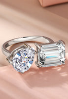 BRELLATO Crushed Ice Cocktail-Ring, Statement-Ring Echt Silber 925, 18K Rhodiniert, Kristall-Ring Verlobungsring