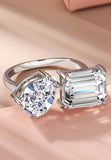 BRELLATO Crushed Ice Cocktail-Ring, Statement-Ring Echt Silber 925, 18K Rhodiniert, Kristall-Ring Verlobungsring