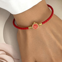 BRELLATO Astro Sternbild Sternzeichen Wassermann Armband Edelstahl Vergoldet, Tierkreiszeichen Rot Lederarmband Geflochten